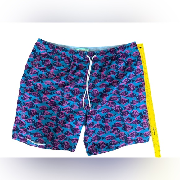 Bonobos Swim Shorts Lined Trunks Men’s XL Blue Pink Fish Print Bright Preppy - Picture 6 of 7